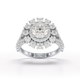 2.63 CT Double Halo Lab Diamond Wedding Ring - Jama Jewels